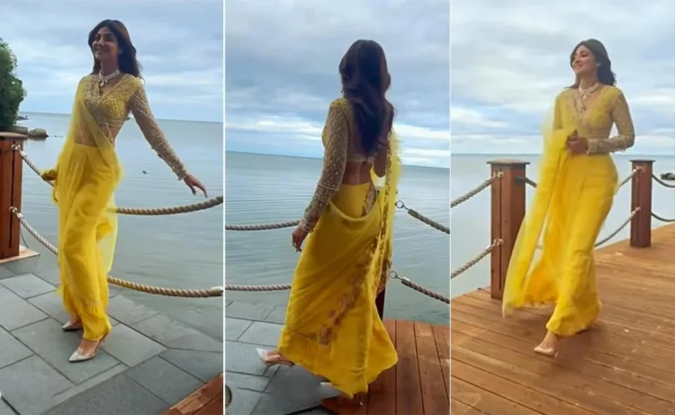 Shilpa Shetty Taking Over Toronto In A Sunny Yellow Saree Is Giving 90s Bollywood Fashion Vibes