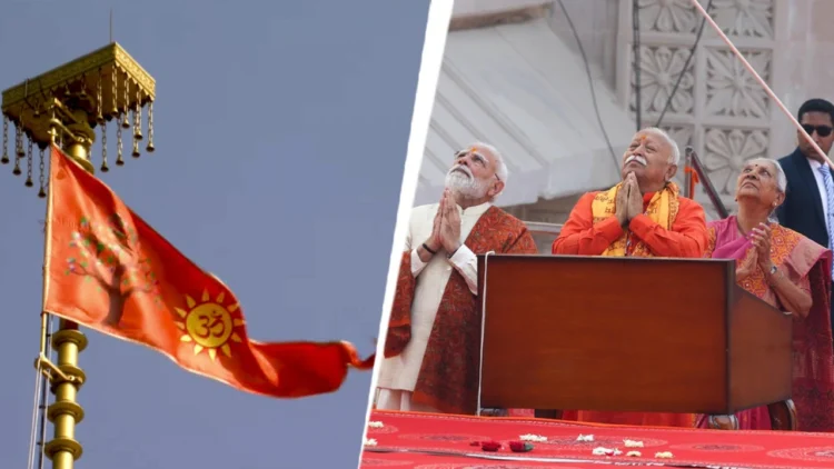 Modi, Bhagwat Hoist Sacred Saffron Flag at Ayodhya Ram Temple
