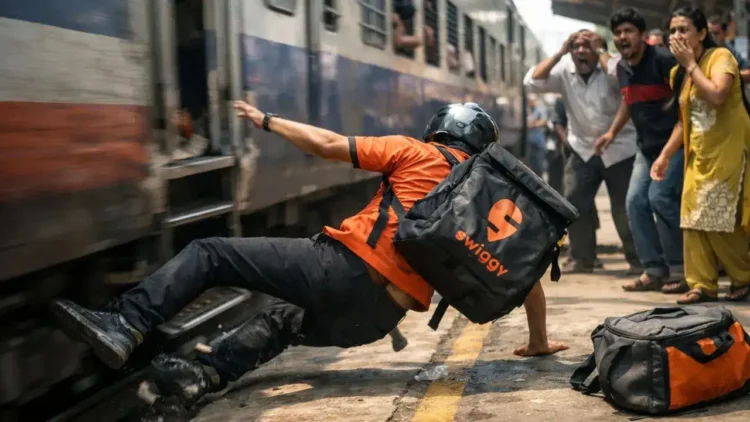 Andhra Swiggy Agent Falls During Train Food Delivery, Brief Halt Triggers Safety Concerns